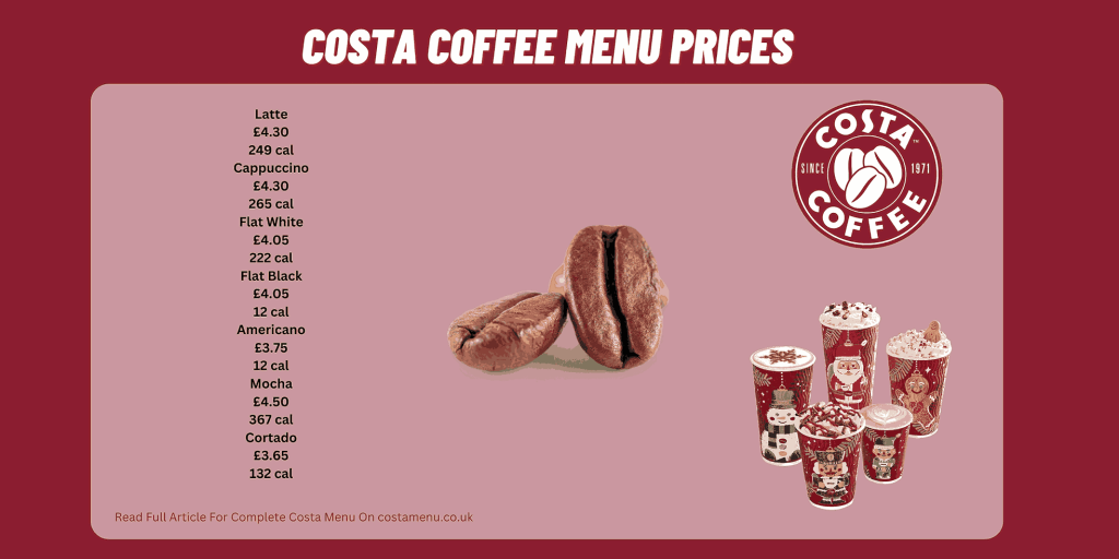 Costa Coffee Menu